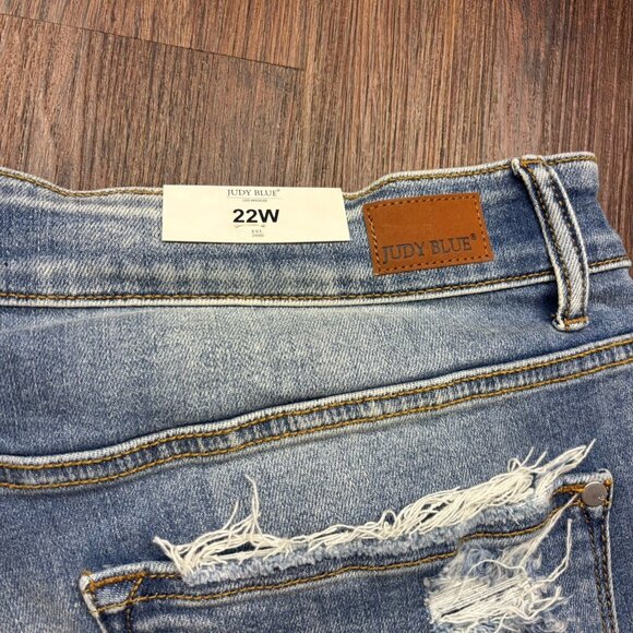 Judy Blue Boyfriend Fit Jeans Rainbow Paint Splash Destroyed Light Wash Size 22W - Picture 9 of 14